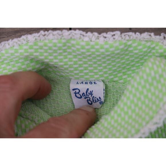VINTAGE Baby Bliss Collared Button Down Ribbed Shorts Romper Sz Large 3 Months - Picture 6 of 7